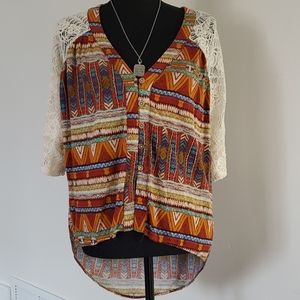 BKE lace/aztek shirt